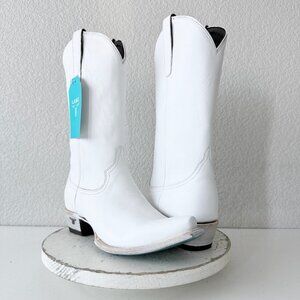 Lane EMMA JANE White Cowboy Boots Western Cowgirl Mid Calf Tall Snip Toe Size 11